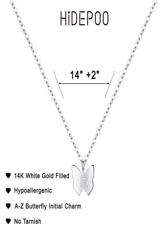 Hidepoo قلادة فراشة بحرف أولي من هيديبو - قلادة فراشة رقيقة مطلية بالذهب الأبيض عيار 14 قيراطًا، قلادة فراشة بحرف أولي مخصصة، قلادة فراشة بحرف أولي، مجوهرات، مجوهرات فراشة، هدية عيد ميلاد (R) - Image 5